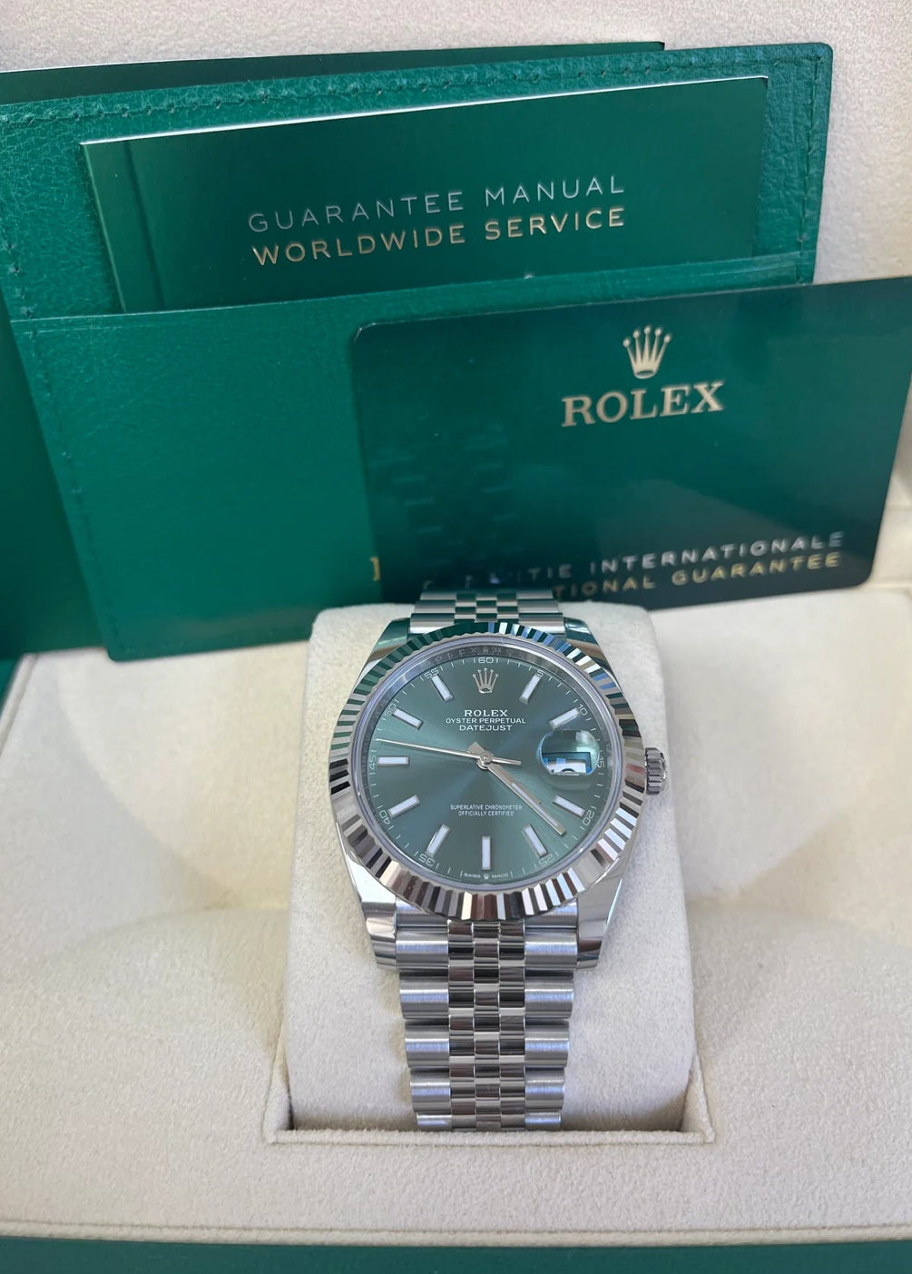 ROLEX DATEJUST JUBILÉE MINT GREEN ZIGRINATO