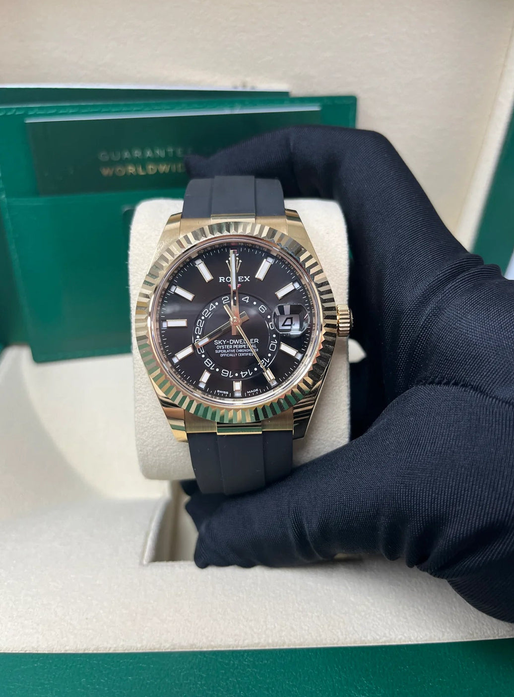 ROLEX SKY-DWELLER OYSTERFLEX GOLD