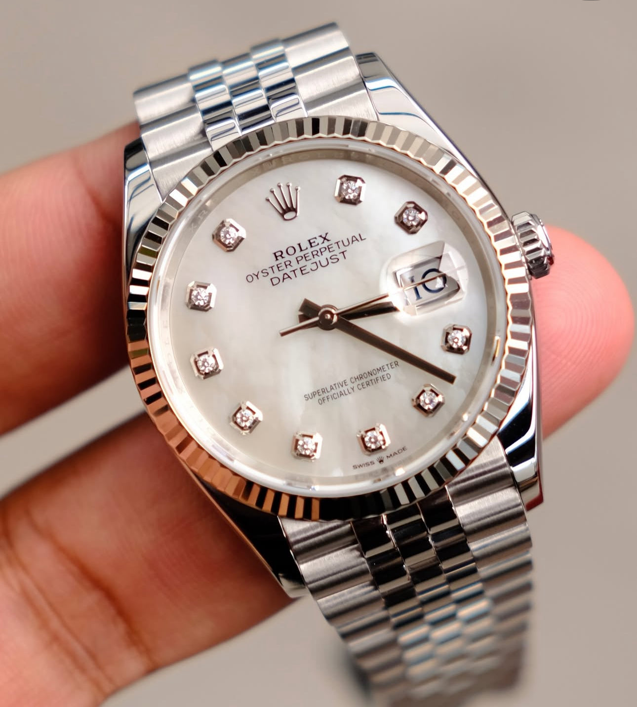ROLEX DATEJUST JUBILEE WHITE DIAMOND