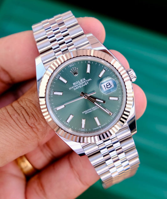 ROLEX DATEJUST JUBILÉE MINT GREEN ZIGRINATO