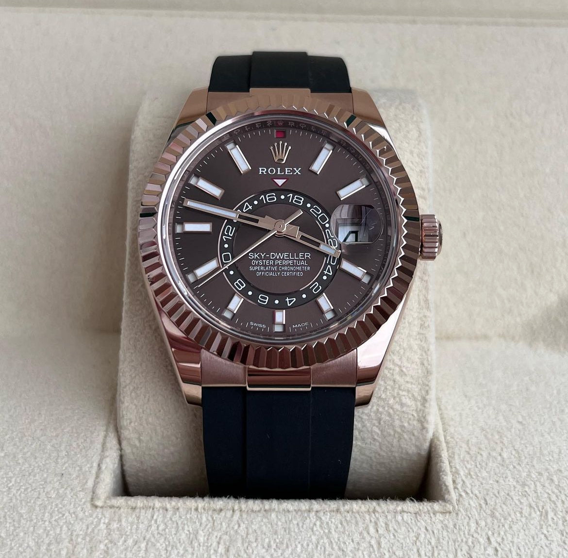 ROLEX SKY-DWELLER OYSTERFLEX CHOCOLATE