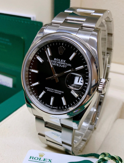 ROLEX DATEJUST OYSTER GHIERA LISCIA BLACK DIAL