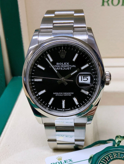 ROLEX DATEJUST OYSTER GHIERA LISCIA BLACK DIAL